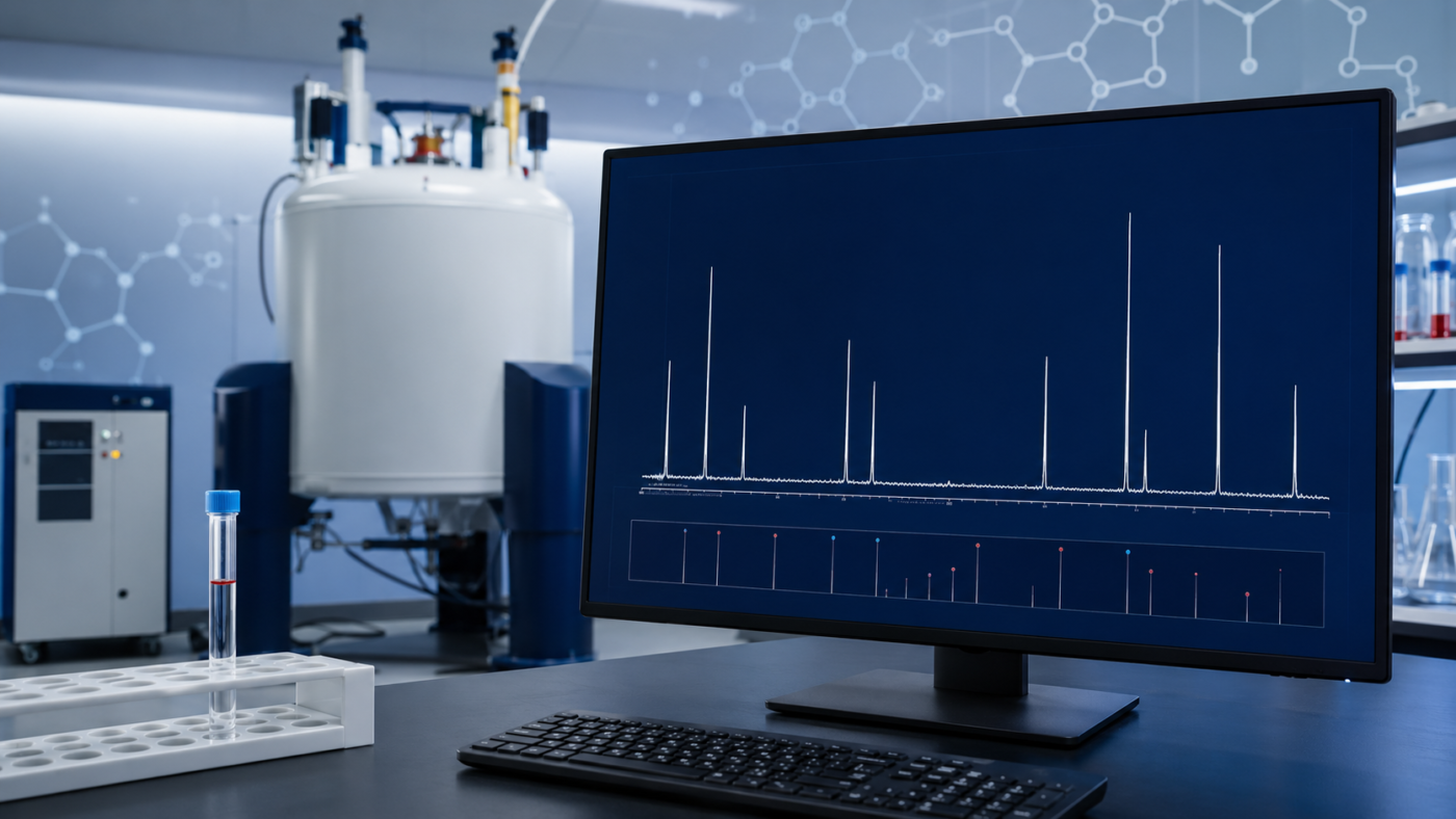 Carbon-13 NMR spectroscopy displayed on a ¹³C NMR spectrum