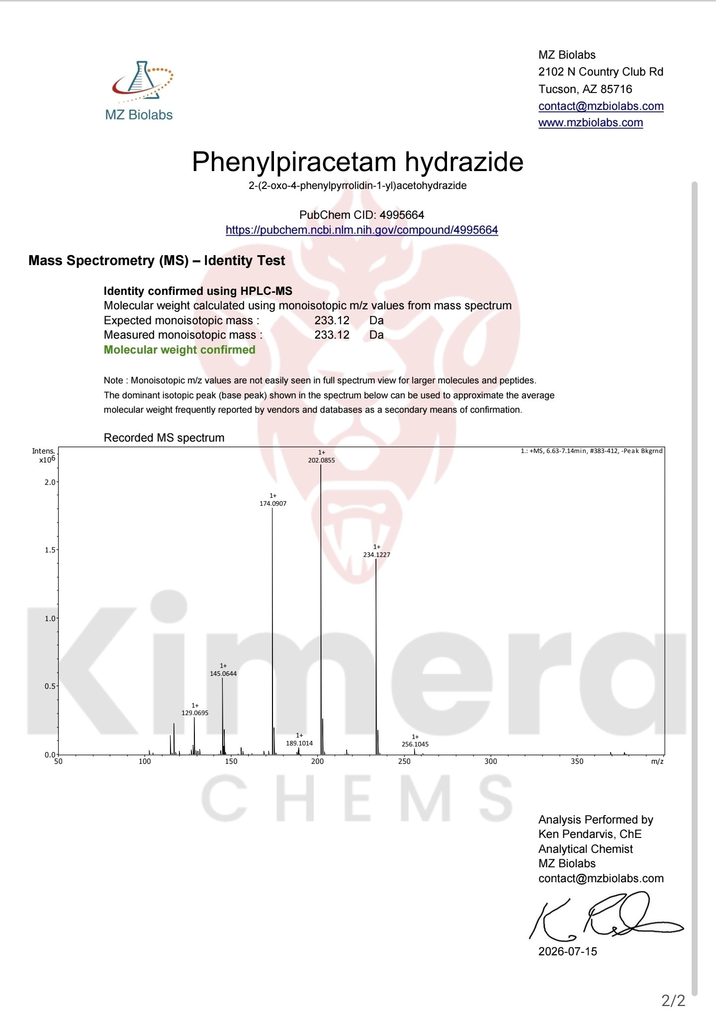 Phenylpiracetam Hydrazide Phenylpiracetam Hydrazide